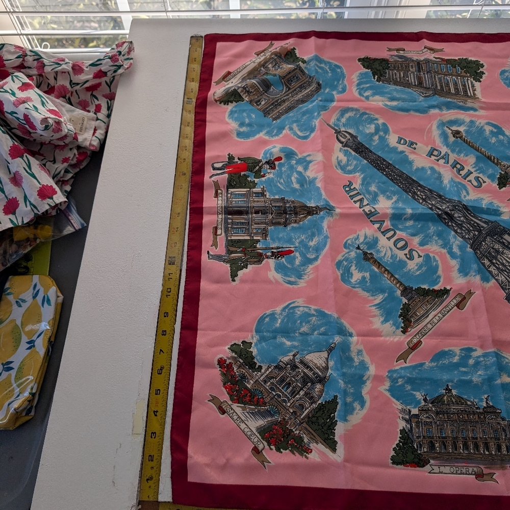 Vintage Paris Pink Scarf 30" Made In Italy - Picture 5 of 6